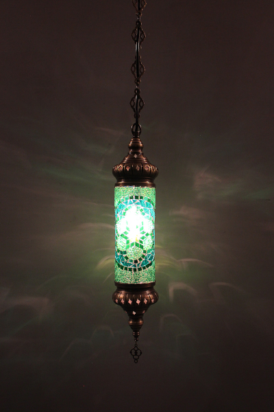 Size 1 Cylinder Antique Mosaic Hanging Lamp